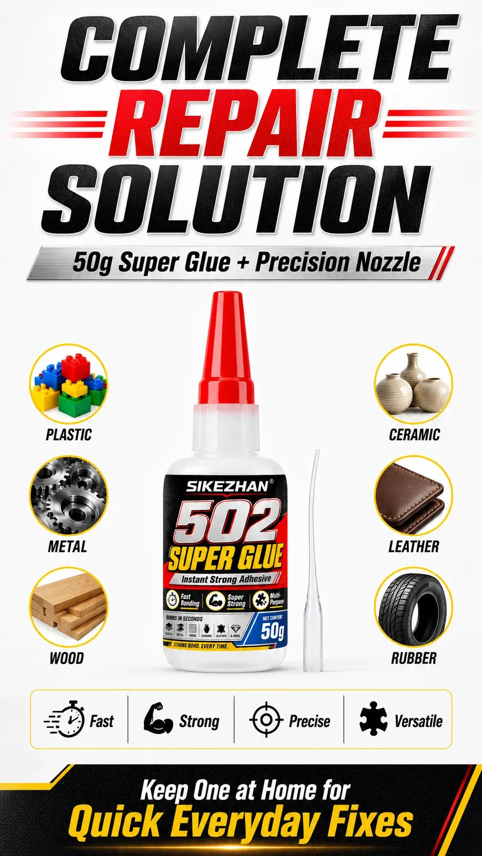 502 Sekundenkleber 50 g stark haftend für Leder und Metall