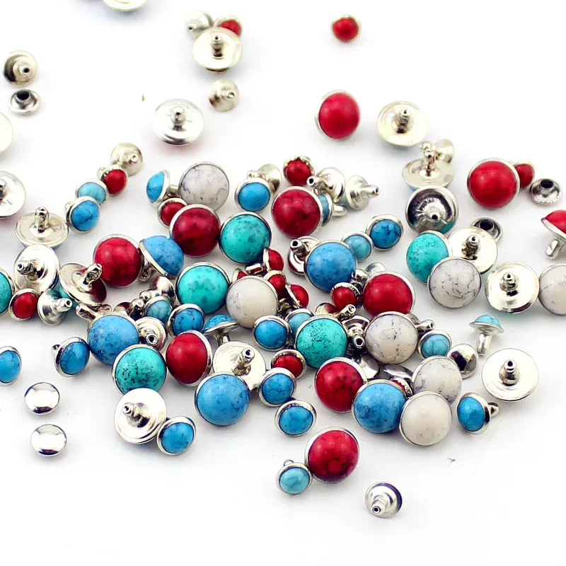 Acryl Türkis Messing Nieten 6,5 bis 10 mm für Kleidung und Taschen