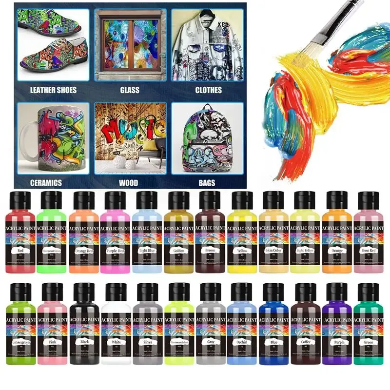 Acrylfarbe 30 ml für Stoff und Leder DIY