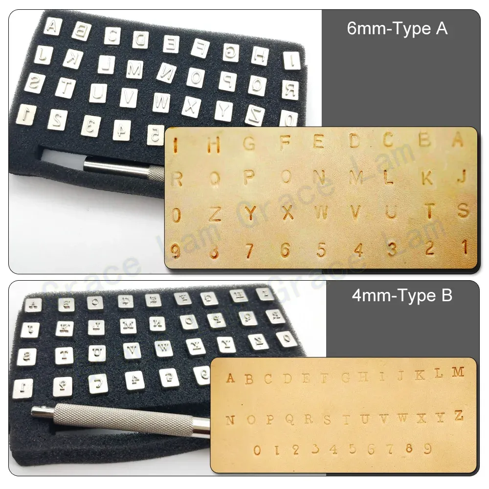 Buchstaben Zahlen Stempelset Leder 4 bis 10 mm