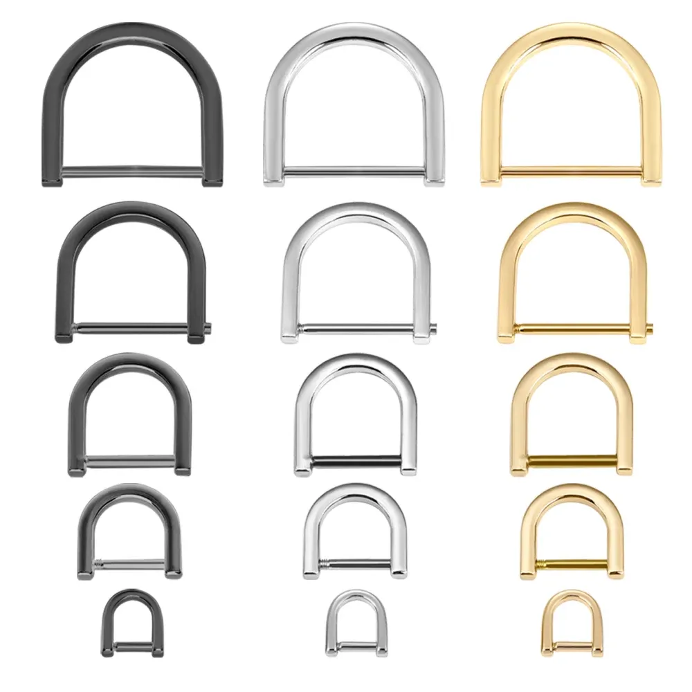 D-Schnalle Metall 2 Stück abnehmbar für Leder Gürtel Tasche Griff 0,9 bis 3,2 cm