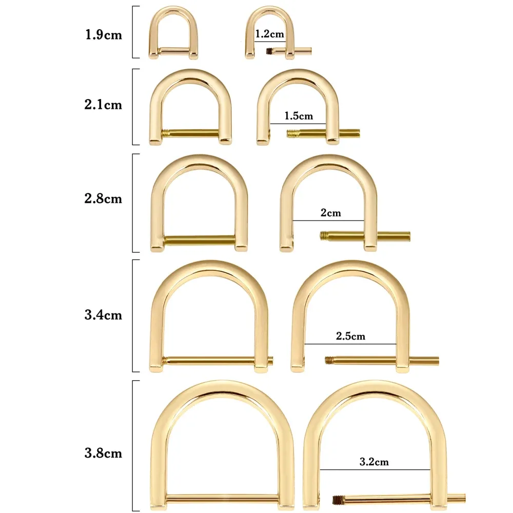 D-Schnalle Metall 2 Stück abnehmbar für Leder Gürtel Tasche Griff 0,9 bis 3,2 cm