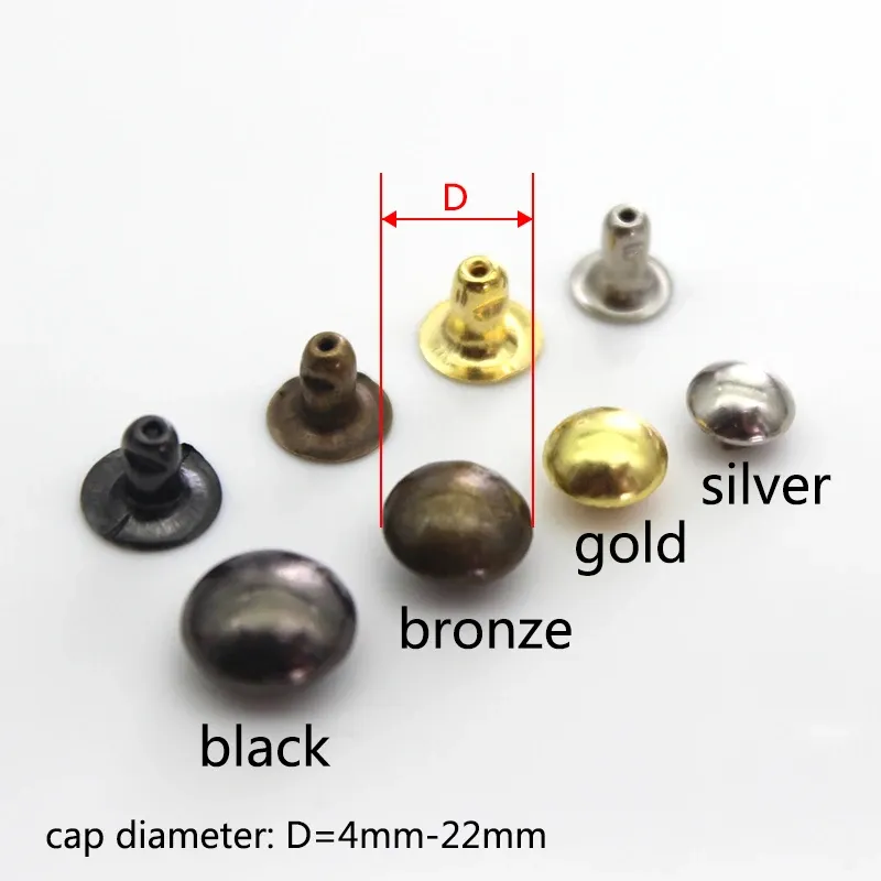 Dome Cap Nieten Rund 4 bis 10 mm für Leder Tasche Gürtel Kleidung Schuhe