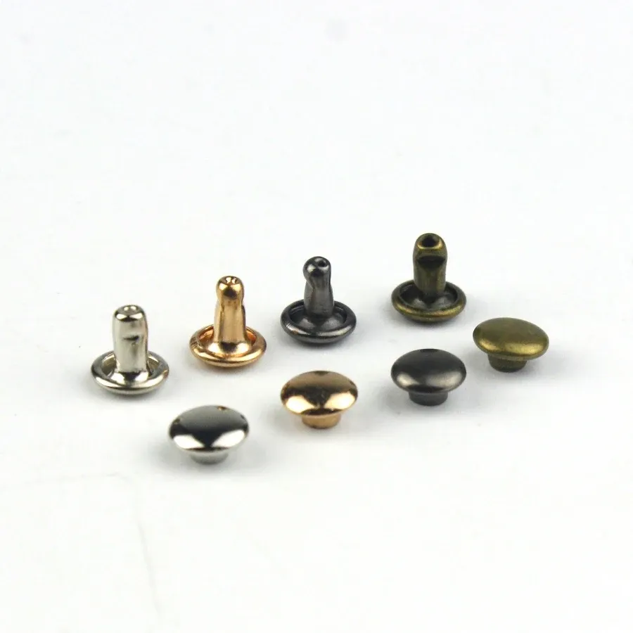 Doppel Kappe Nieten 6mm bis 8mm für Lederhandwerk und Kragen 100 Sets