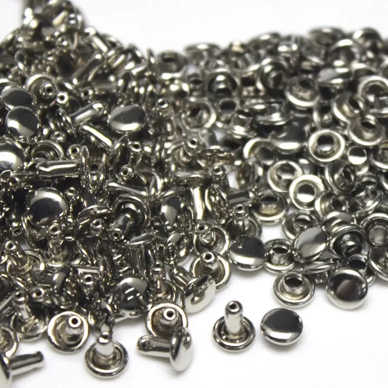 Doppel Kappe Nieten 6mm bis 8mm für Lederhandwerk und Kragen 100 Sets