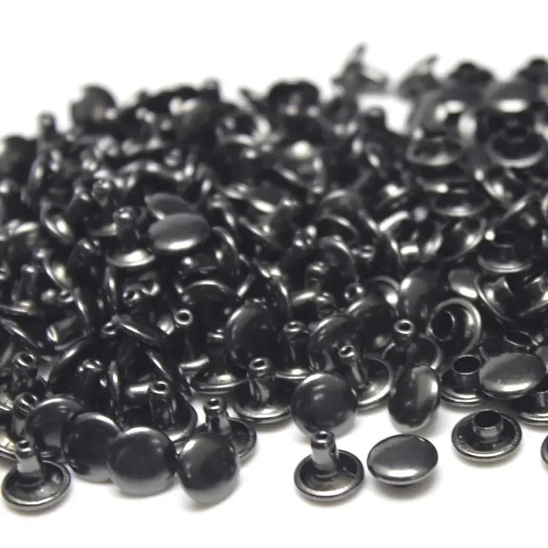 Doppel Kappe Nieten 6mm bis 8mm für Lederhandwerk und Kragen 100 Sets
