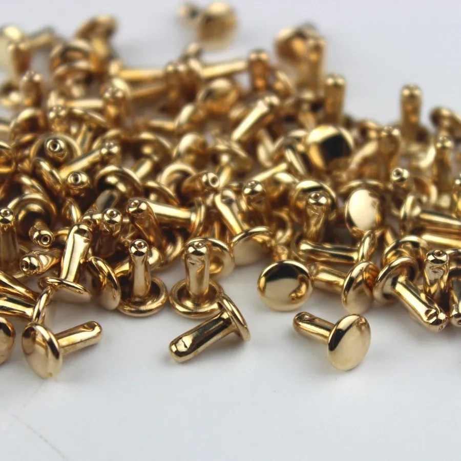 Doppel Kappe Nieten 6mm bis 8mm für Lederhandwerk und Kragen 100 Sets
