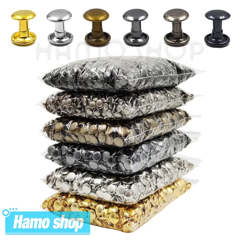Doppel Kappe Nieten 6mm bis 8mm für Lederhandwerk und Schuhe 100 Sets