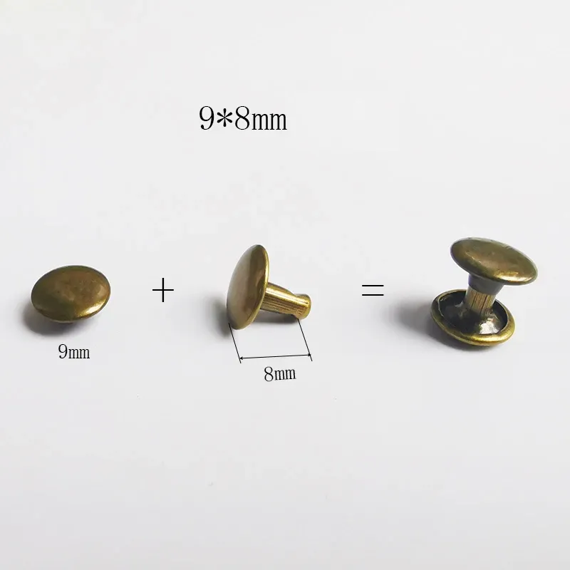 Doppelkappen Rundnieten 7x8mm bis 9x16mm für Lederhandwerk 20 Stück