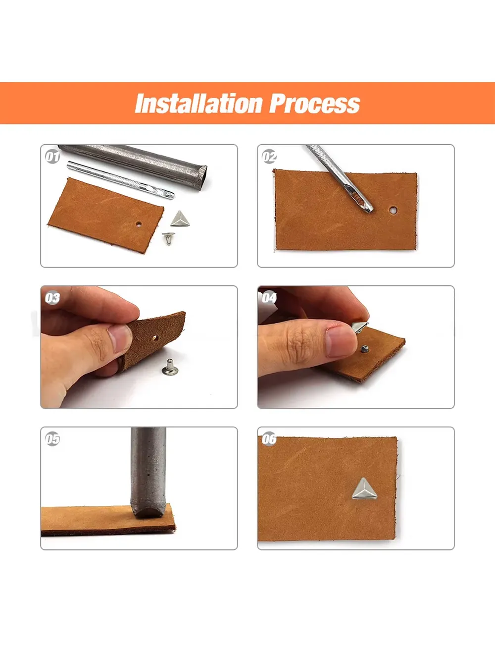 Dreieck Nieten 10mm bis 15mm für Gürtel und Taschen 50 Sets