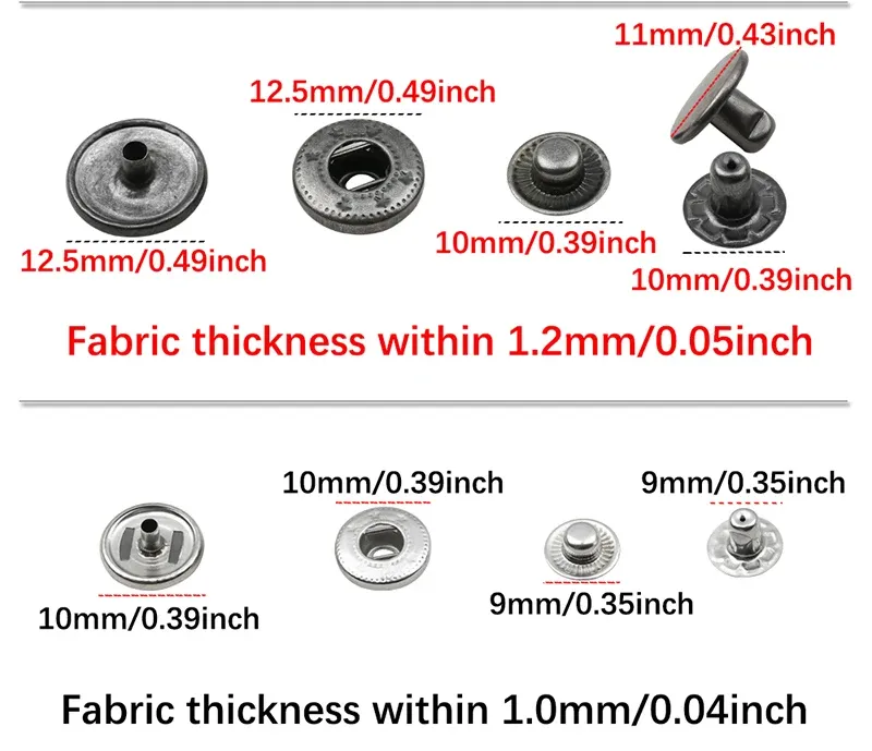 Druckknopf Metall 1 bis 20 Stück für Lederhandwerk Kleidung Taschen