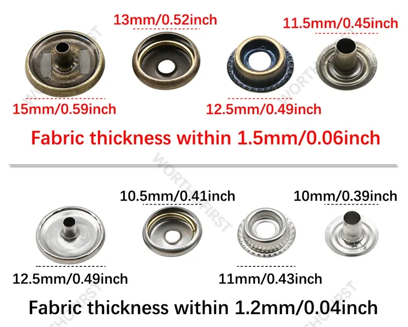 Druckknopf Metall 1 bis 20 Stück für Lederhandwerk Kleidung Taschen