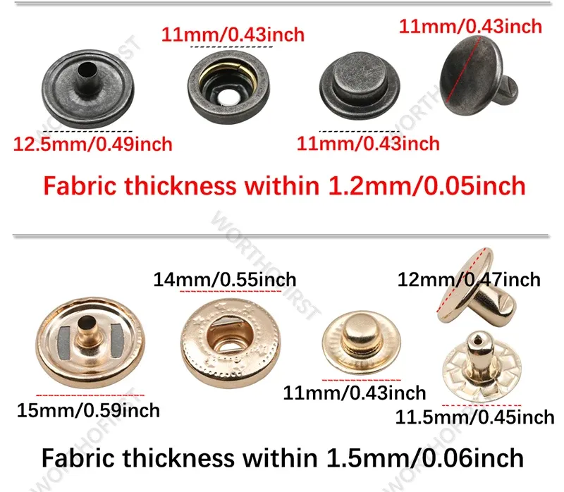 Druckknopf Metall 10 bis 20 Stück für Lederhandwerk Kleidung Taschen
