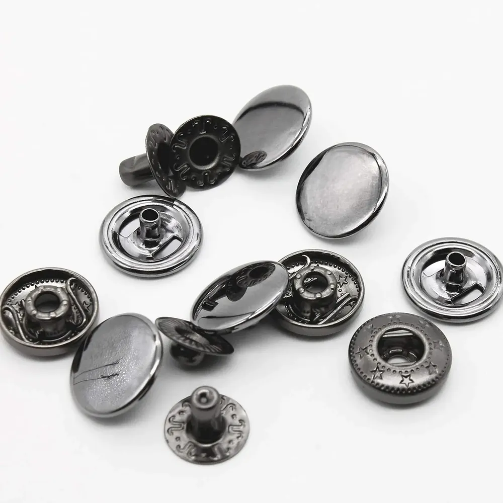 Druckknopf Set Leder Messing 12 Sets für Kleidung Taschen 15 mm