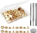 Druckknopf Set Leder Messing 12 Sets für Kleidung Taschen 15 mm – Farbe golden
