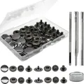 Druckknopf Set Leder Messing 12 Sets für Kleidung Taschen 15 mm – Farbe gun black