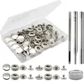Druckknopf Set Leder Messing 12 Sets für Kleidung Taschen 15 mm – Farbe Sliver