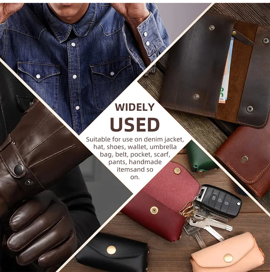 Druckknopf Set Leder Metall 40 Sets mit Werkzeug für Kleidung Taschen