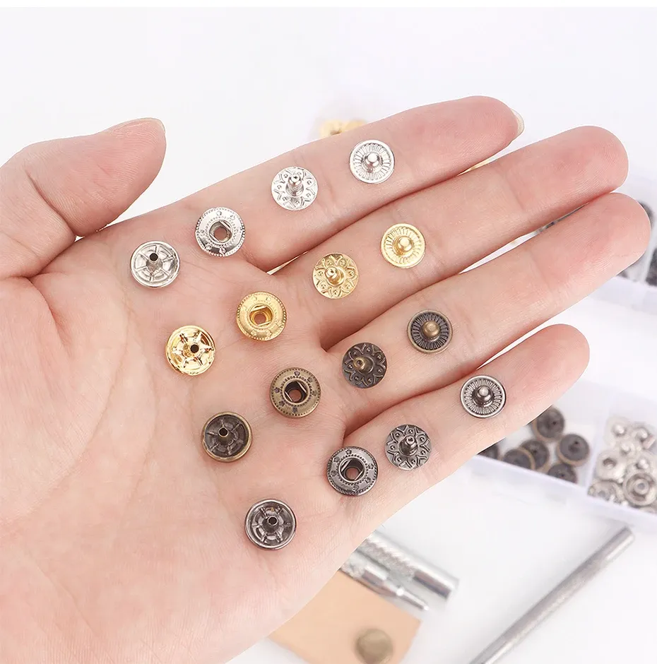 Druckknopf Set Leder Metall 40 Sets mit Werkzeug für Kleidung Taschen