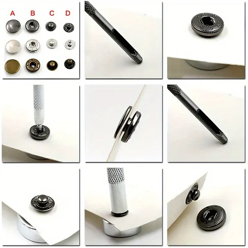 Druckknopf Set Leder Metall mit Werkzeug für Lederhandwerk Projekte