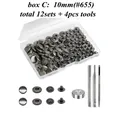 Druckknopf Set Metall 12 Sets für Leder Taschen Kleidung 10 bis 15 mm – Farbe 10mm Gunmetal