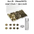 Druckknopf Set Metall 12 Sets für Leder Taschen Kleidung 10 bis 15 mm – Farbe 10mm Bronze