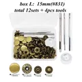 Druckknopf Set Metall 12 Sets für Leder Taschen Kleidung 10 bis 15 mm – Farbe 15mm Bronze