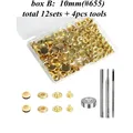 Druckknopf Set Metall 12 Sets für Leder Taschen Kleidung 10 bis 15 mm – Farbe 10mm Gold