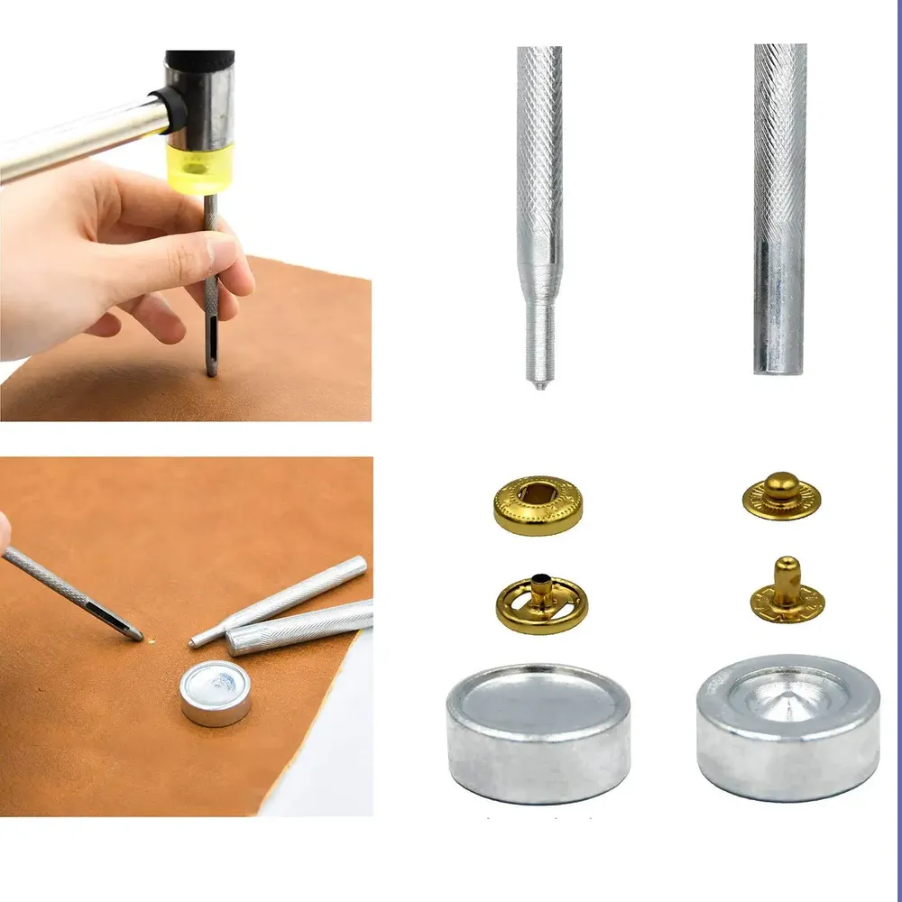 Druckknopf Set Metall 12 Sets für Leder Taschen Kleidung 10 bis 15 mm