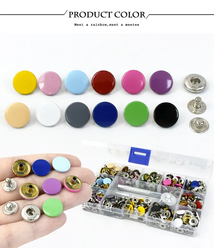 Druckknopf Set Metall 120 Sets mit Werkzeug für Leder Taschen Kleidung