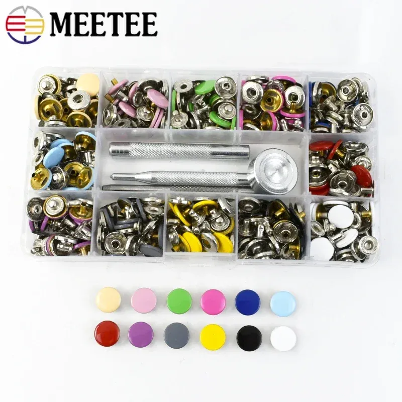 Druckknopf Set Metall 120 Sets mit Werkzeug für Leder Taschen Kleidung