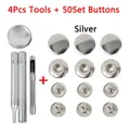 Druckknöpfe Metall 10 bis 15 mm mit Werkzeugen für Kleidung Taschen – Farbe 4 Tool-50Set Silver