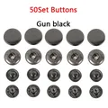Druckknöpfe Metall 10 bis 15 mm mit Werkzeugen für Kleidung Taschen – Farbe 50Set Gun black