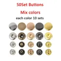 Druckknöpfe Metall 10 bis 15 mm mit Werkzeugen für Kleidung Taschen – Farbe 50Set Mix colors