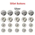 Druckknöpfe Metall 10 bis 15 mm mit Werkzeugen für Kleidung Taschen – Farbe 50Set Silver