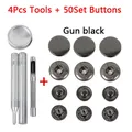 Druckknöpfe Metall 10 bis 15 mm mit Werkzeugen für Kleidung Taschen – Farbe 4 Tool-50Set Black