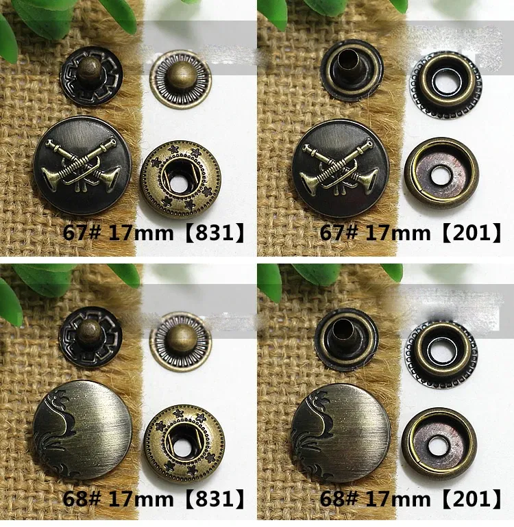 Druckknöpfe Metall Bronze für Kleidung DIY Lederhandwerk Taschen Deko