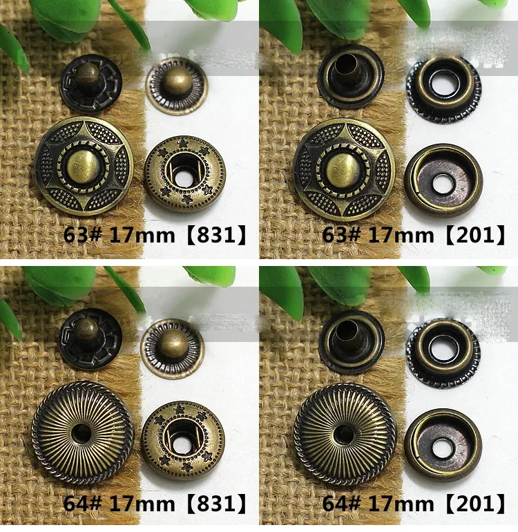 Druckknöpfe Metall Bronze für Kleidung DIY Lederhandwerk Taschen Deko