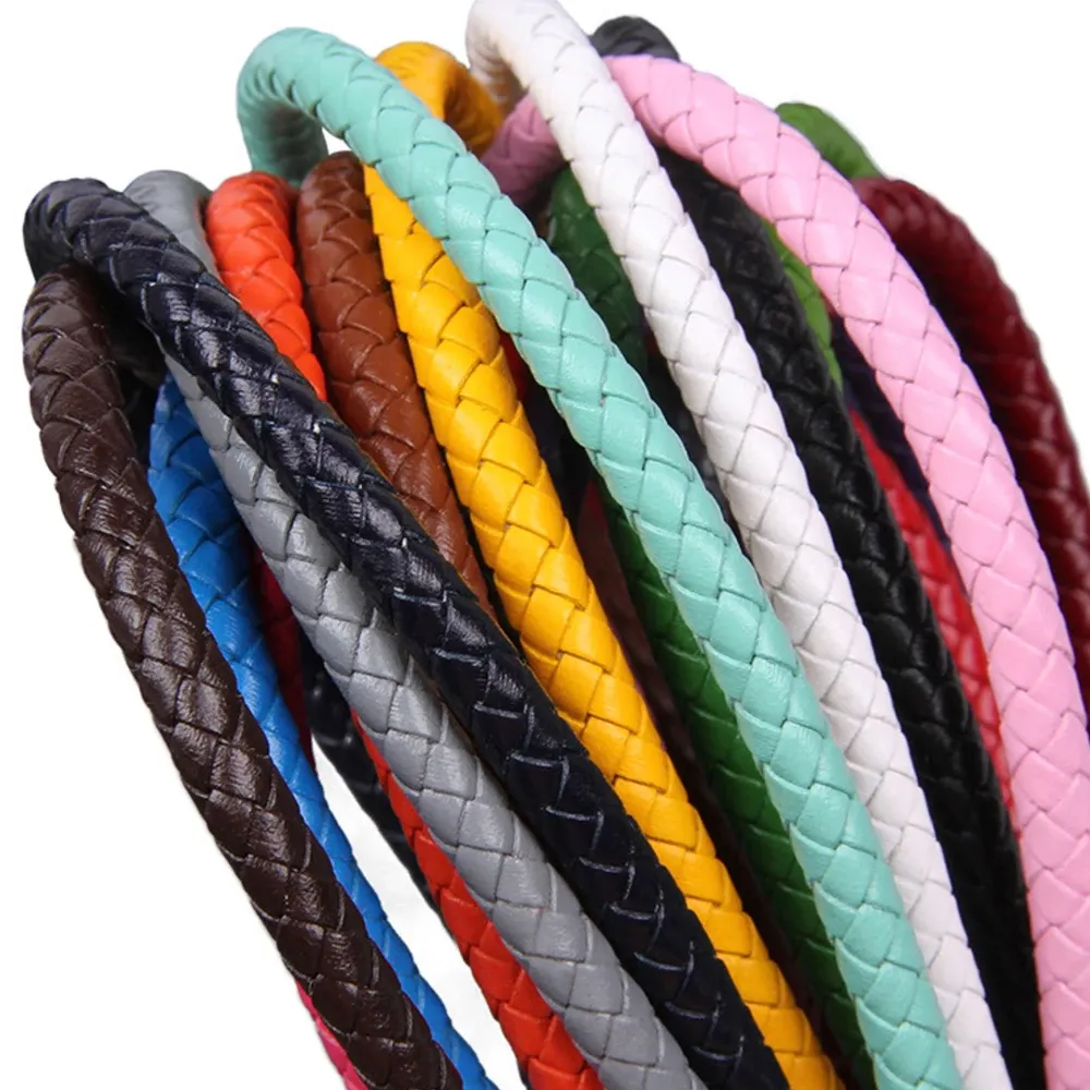 Echtlederband rund 2 Meter 3 bis 6 mm bunt für Schmuck