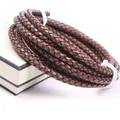 Echtlederband rund 2 Meter 3 bis 6 mm geflochten Punk – Farbe brown