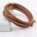 Echtlederband rund 2 Meter 3 bis 6 mm geflochten Punk – Farbe light brown