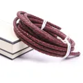 Echtlederband rund 2 Meter 3 bis 6 mm geflochten Punk – Farbe red