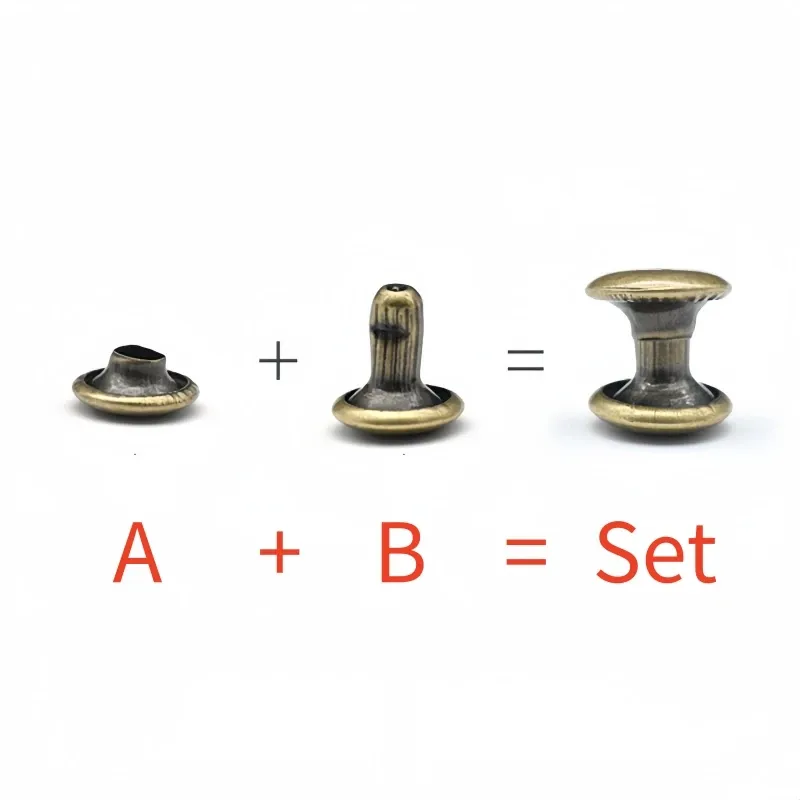 Einzelkappen Nieten 5mm bis 10mm für Lederhandwerk und Kragen 100 Sets