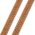 Flaches Lederband geflochten 8 bis 12 mm für Schmuckherstellung – Farbe Vintage Khaki