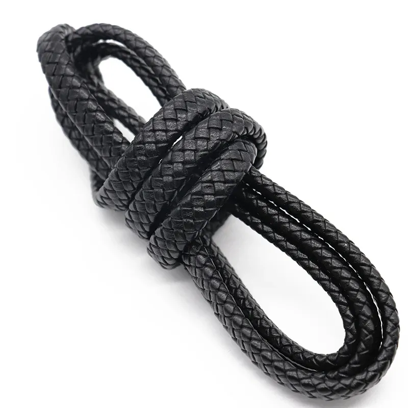 Flaches Lederband geflochten 8 bis 12 mm für Schmuckherstellung