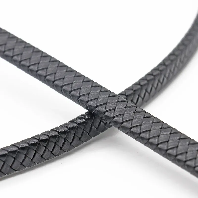 Flaches Lederband geflochten 8 bis 12 mm für Schmuckherstellung