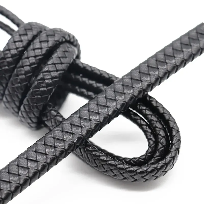 Flaches Lederband geflochten 8 bis 12 mm für Schmuckherstellung