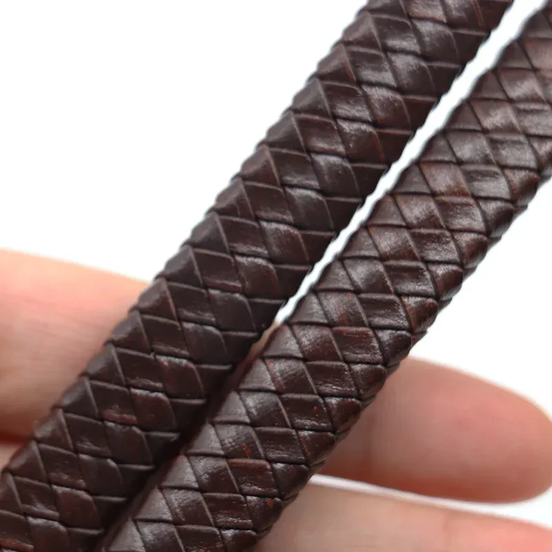 Flaches Lederband geflochten 8 bis 12 mm für Schmuckherstellung