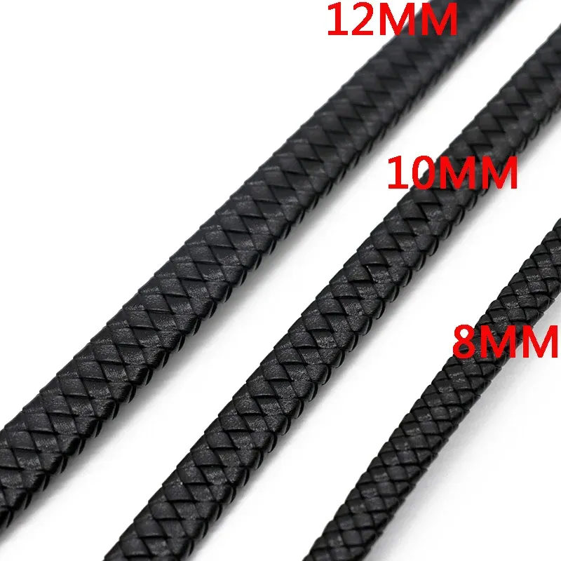 Flaches Lederband geflochten 8 bis 12 mm für Schmuckherstellung