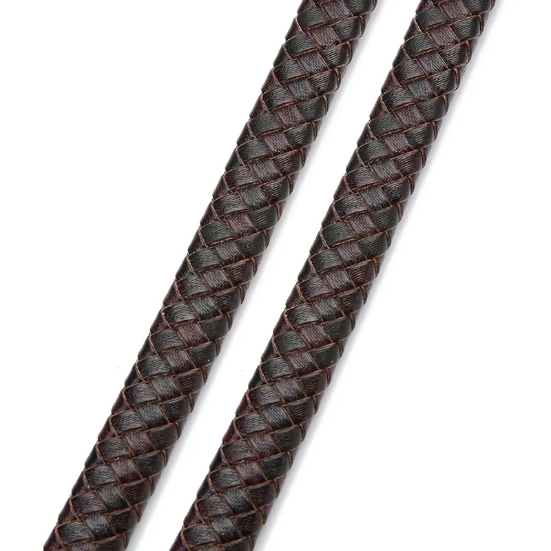Flaches Lederband geflochten 8 bis 12 mm für Schmuckherstellung